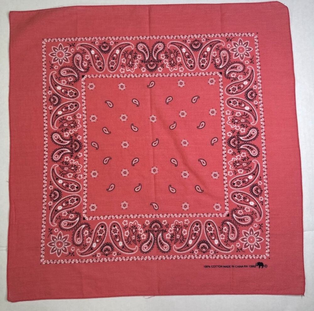 Vintage Pink Paisley Bandana 100% Cotton RN 13962 Elephant 21x21 Western